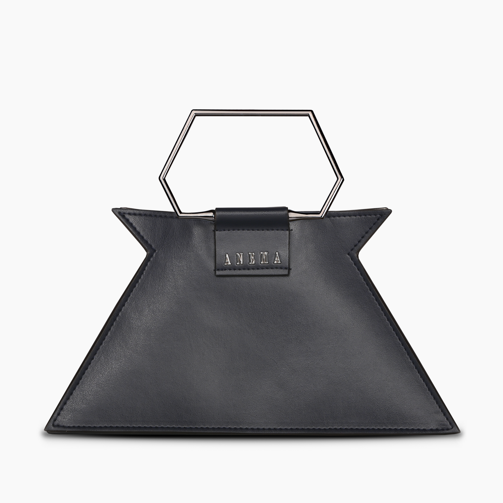 Anemain Glossy Black Top Handle Bag