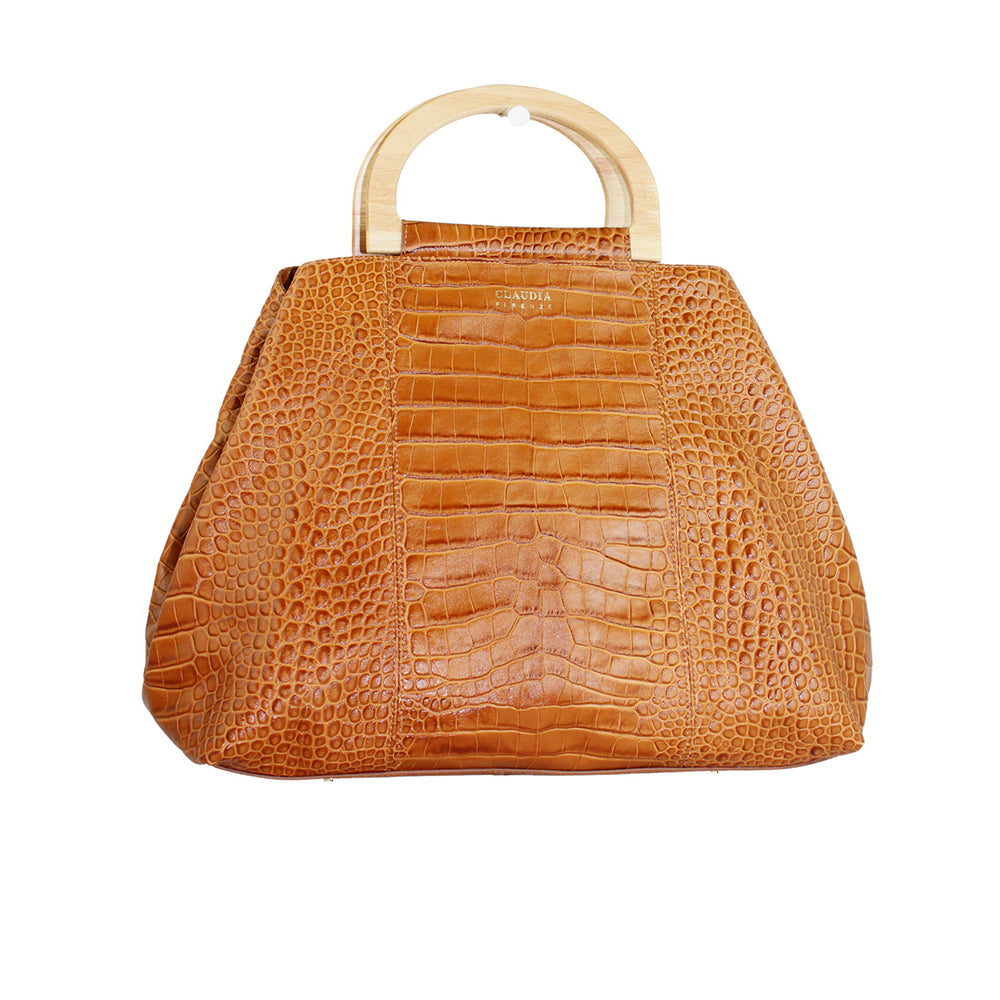 Claudia Firenze Damiana Cocco Croc-Embossed Leather Tote