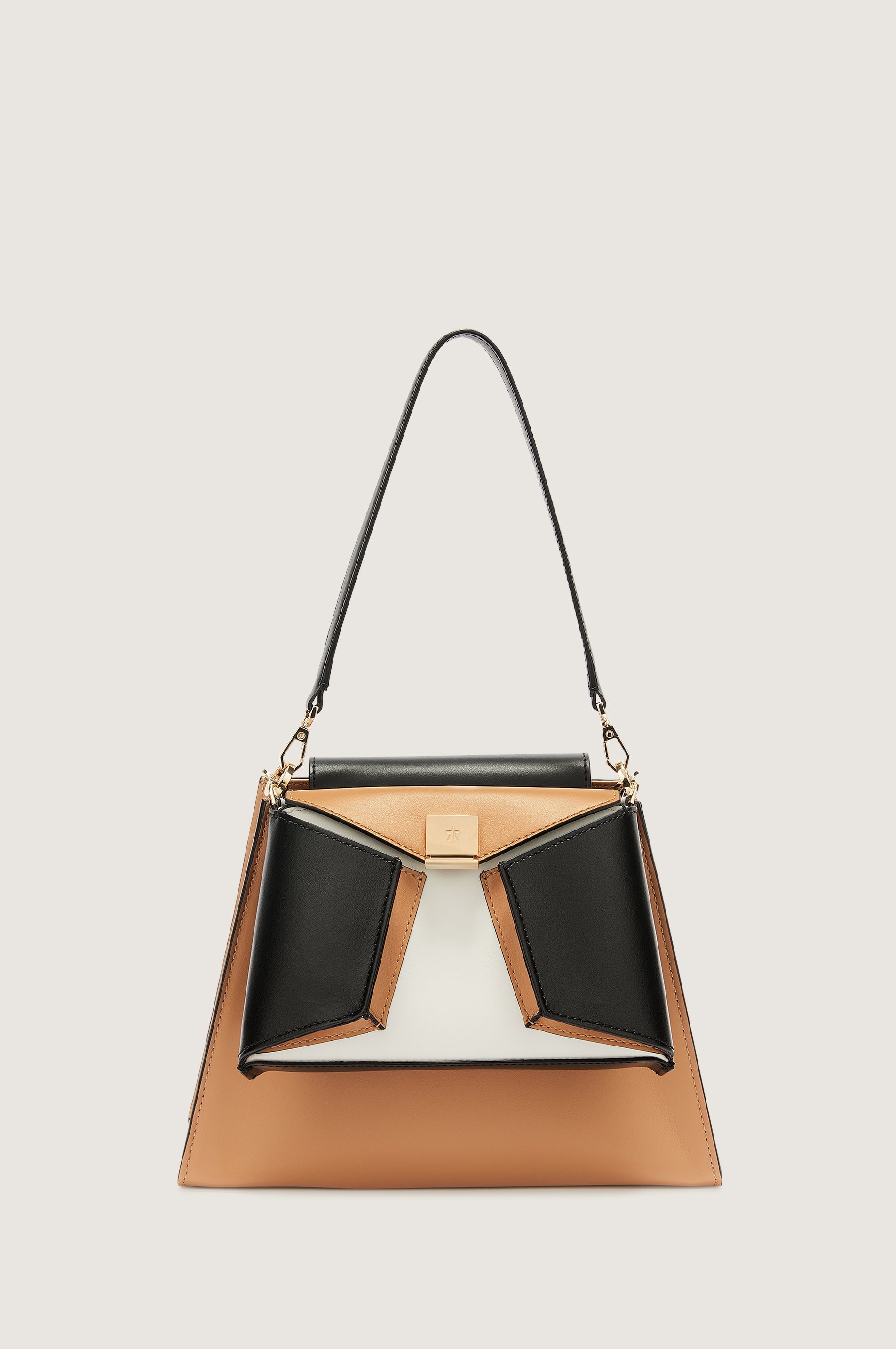 Lara Bellini LIZ TWIN Calfskin Handbag in Light Gold