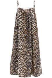 leopard print flared midi dress with