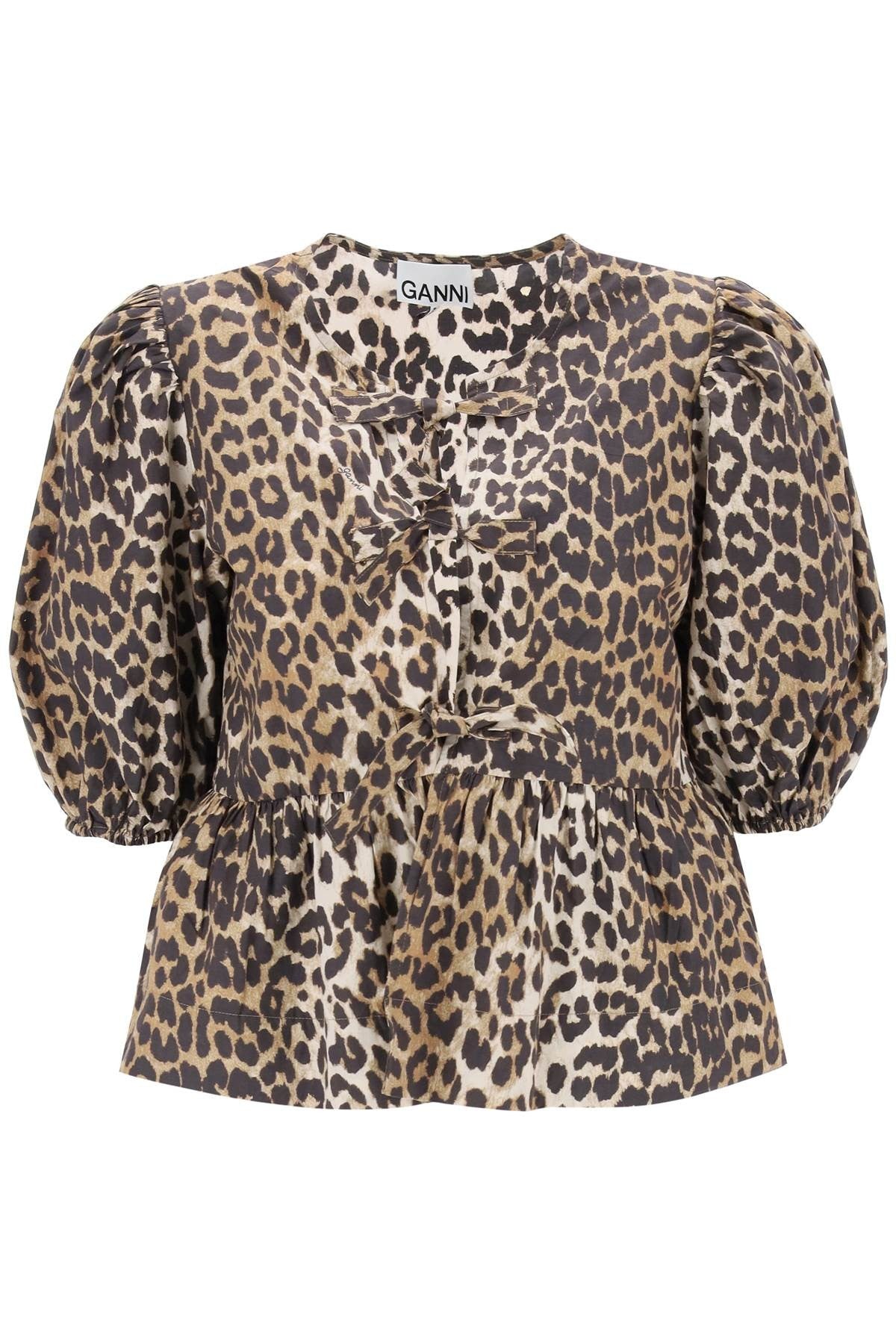 Ganni leopard print peplum blouse