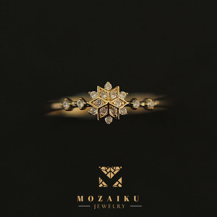 Fine 14K Gold - Snowflake Ring by Mozaiku