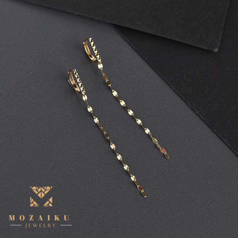 Fine Gold - Rain Drop With a Stud Earrings by Mozaiku