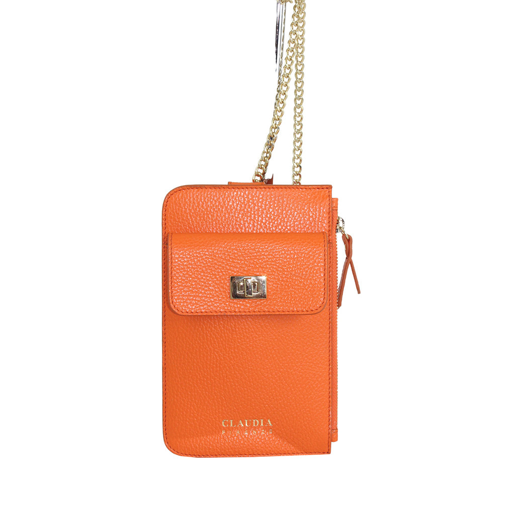 Dorina Pebbled Leather Phone Holder by Claudia Firenze
