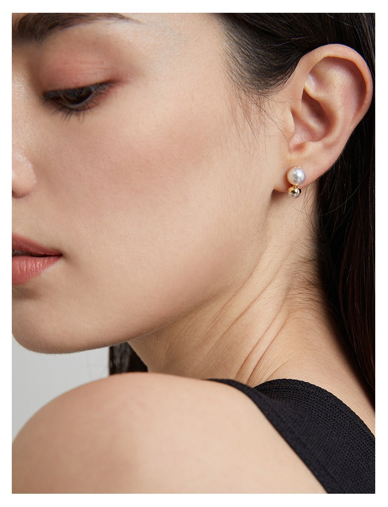 Double Pearl 18K Gold Earrings
