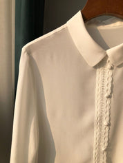 Silk Button Down Shirt Regular Sleeve Casual Office Blouse Top Breathable & Silky Elegant Goddess