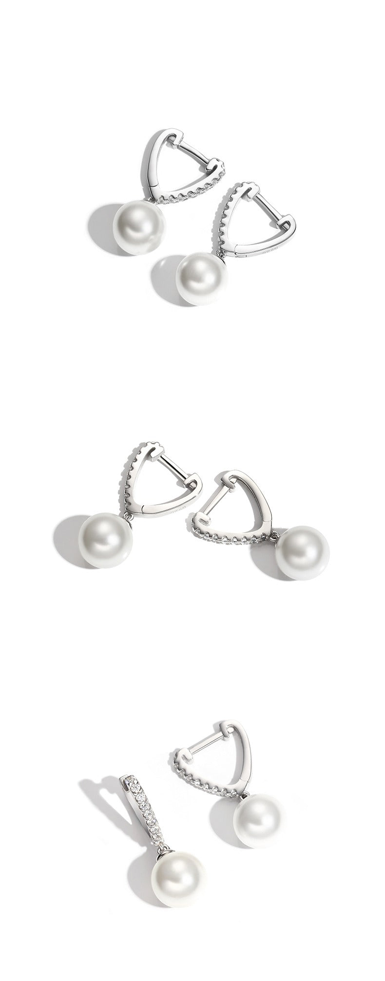 Triangolo - 925 Silver Pearl Earrings by Notteluna