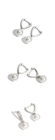 Triangolo - 925 Silver Pearl Earrings by Notteluna