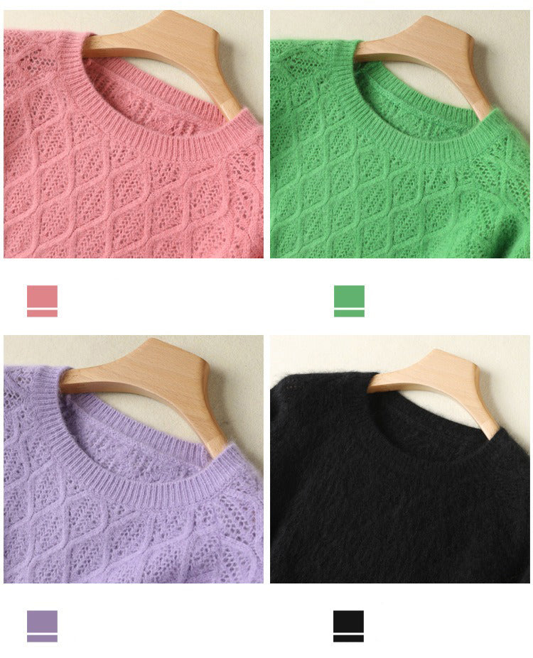 Round Neck Twist Pattern Sweater - Mink by Bonolu