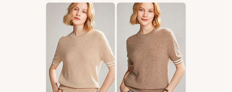 Short Sleeve Bottoming Sweater  - 100% Cashmere by Bonolu