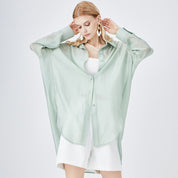 Lyocell Loose Shirt -  summer new product temperament loose Lyocell design sense thin section shirt sunscreen top