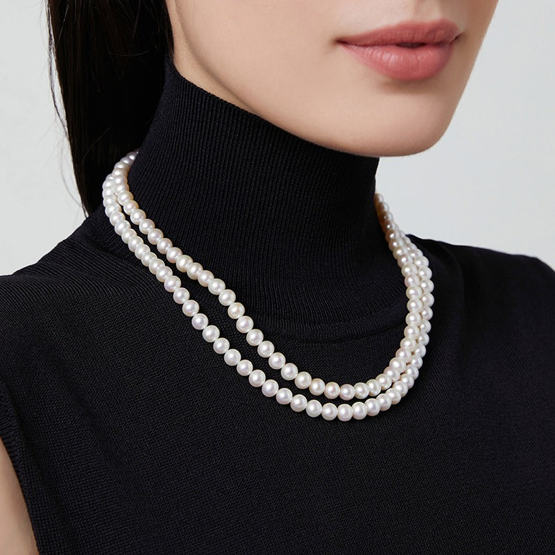 Large Pearl Double Stacking Necklace by Notteluna