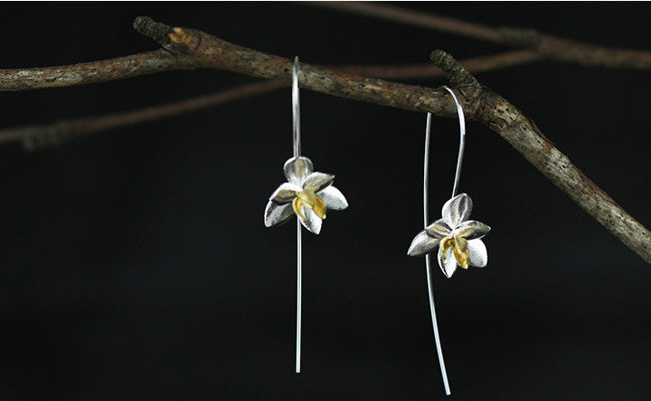 Lotus Flower Silver and Gold Earrings