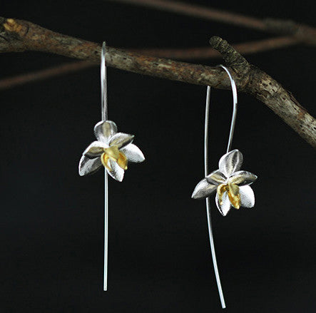 Lotus Flower Silver and Gold Earrings