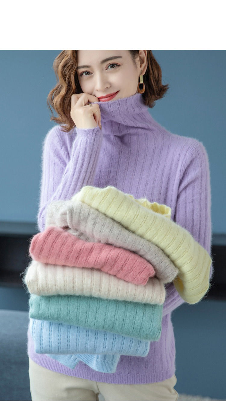 Irregular Rib Turtleneck Sweater - Mink by Bonolu