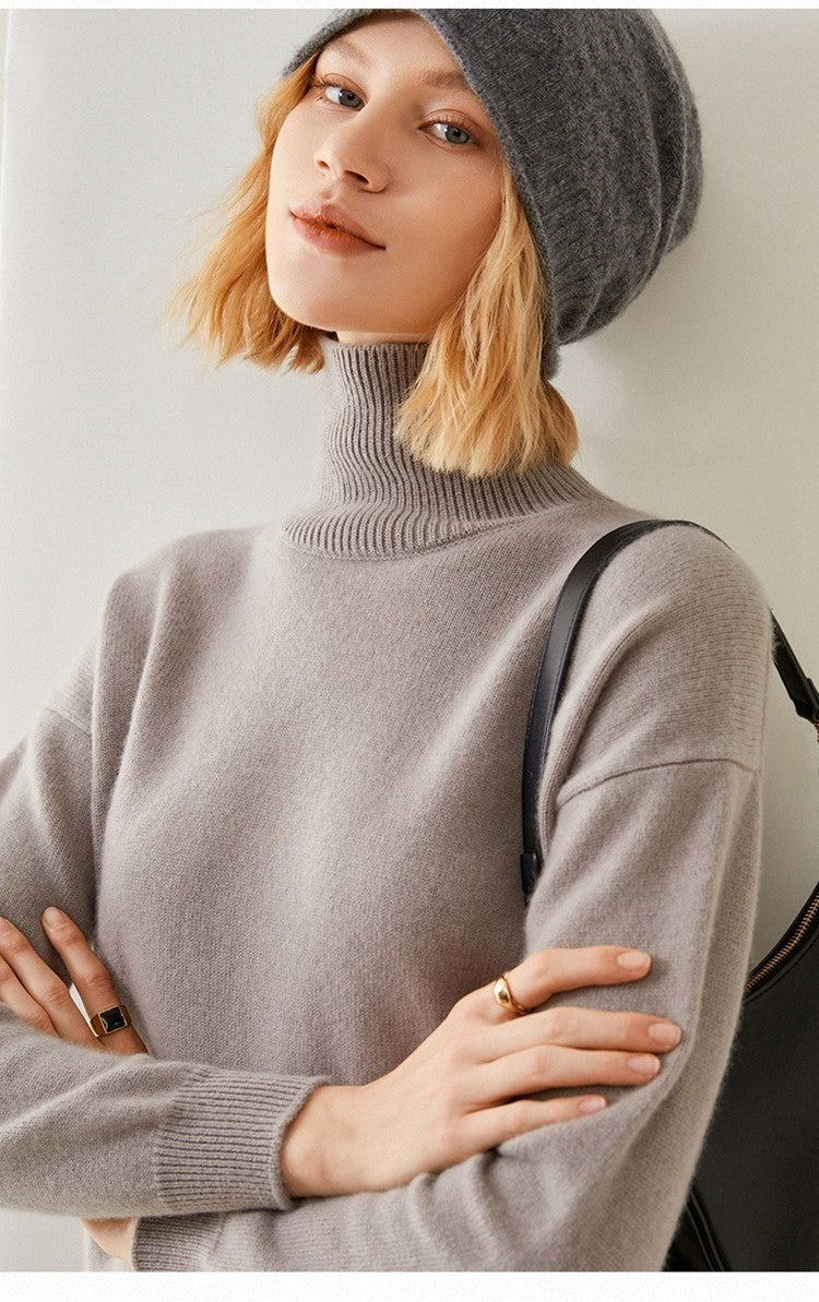 Oversize & Plus Size Turtleneck 100% Cashmere Sweater by Bonolu