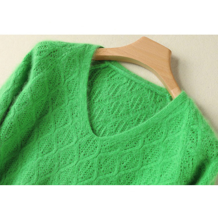 V Neck Twist Pattern Sweater - Mink by Bonolu