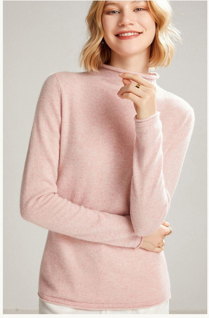 Loose High Neck Pullover 100% Cashmere By Bonolu