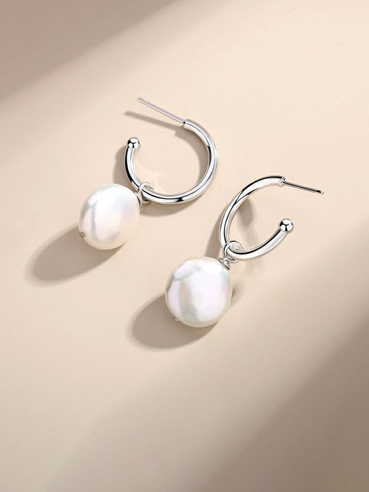 Flat Baroque Pearl Earrings by Notteluna