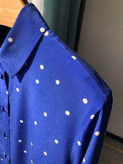 French Klein Blue & Polka Dot Silk Shirt - by Gioventù