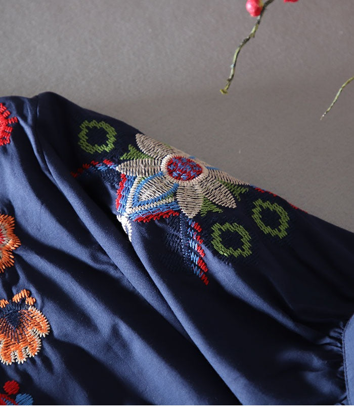Vyshyvanka  inspired  Embroidered  Blouse | Wide Sleeve