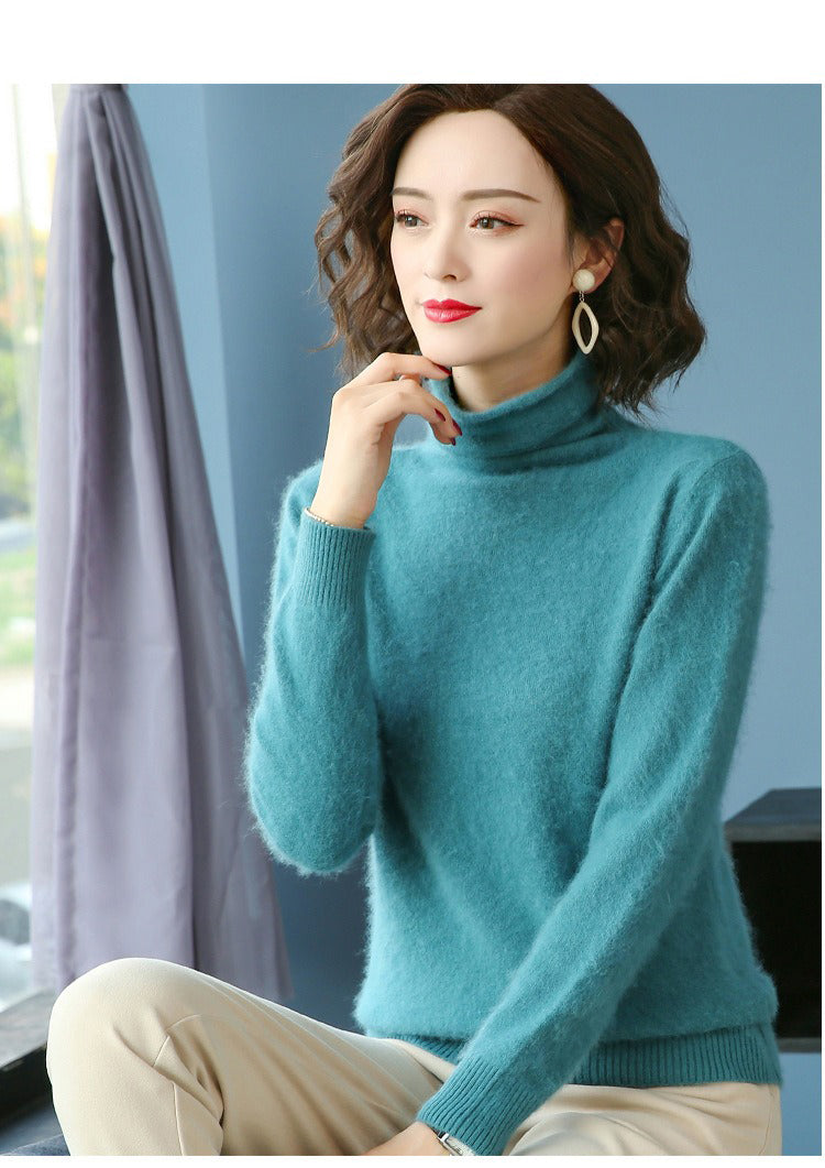 Slim Loose High Collar Sweater   - Mink by Bonolu