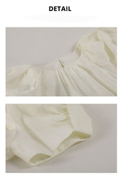 Puff Sleeve Top -  Spring Original Women's Clothing Simple and Elegant Round Neck Puff Sleeve Solid Color