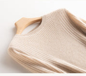 Slim Rib Round neck pullover 100% Cashmere By Bonolu