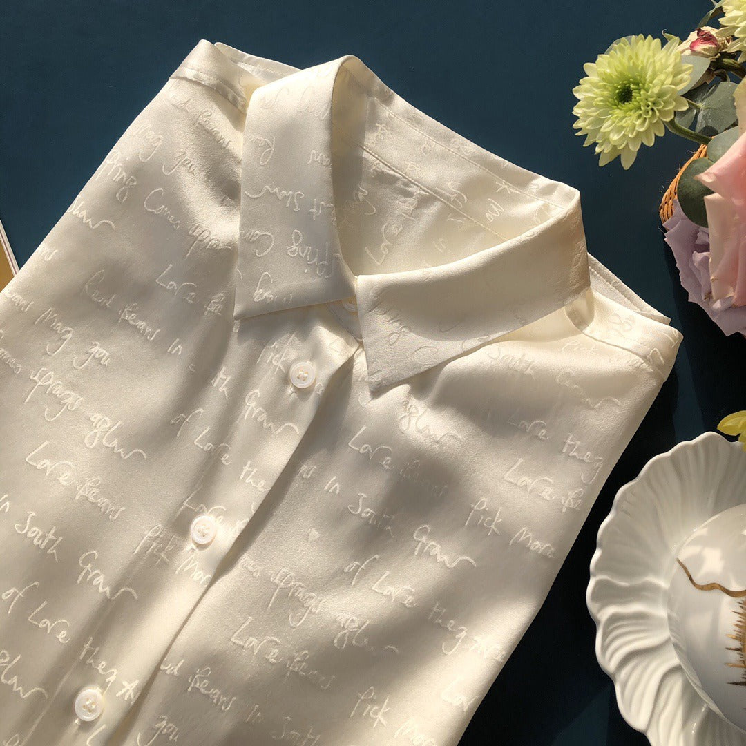 Jaccard Silk Shirt - Silky-smooth, touch-feeling, white-bottomed English love poemat yourself to the ultimate in comfort and sophistication