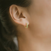Inlaid Emerald Earrings  by Mozaiku - 14K Gold
