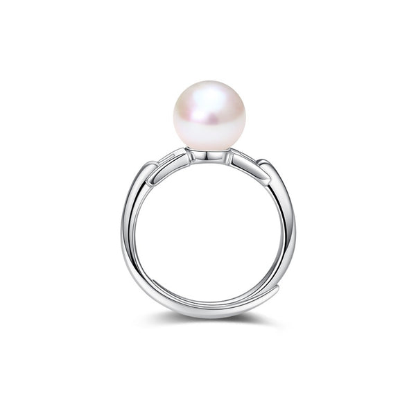Chain & Pearl Silver Ring by Notteluna