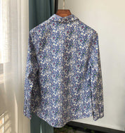 Women Silk Shirt Women Floral Print Shirt Point Collar Long Sleeve Cotton Shirt Women Dress Tshirt Women Dresses Button Closure