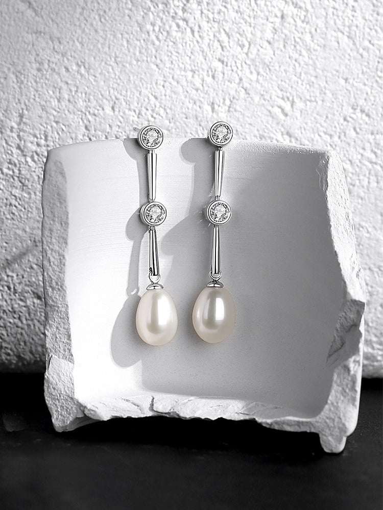 Dimond Drop Pearl Earrings
