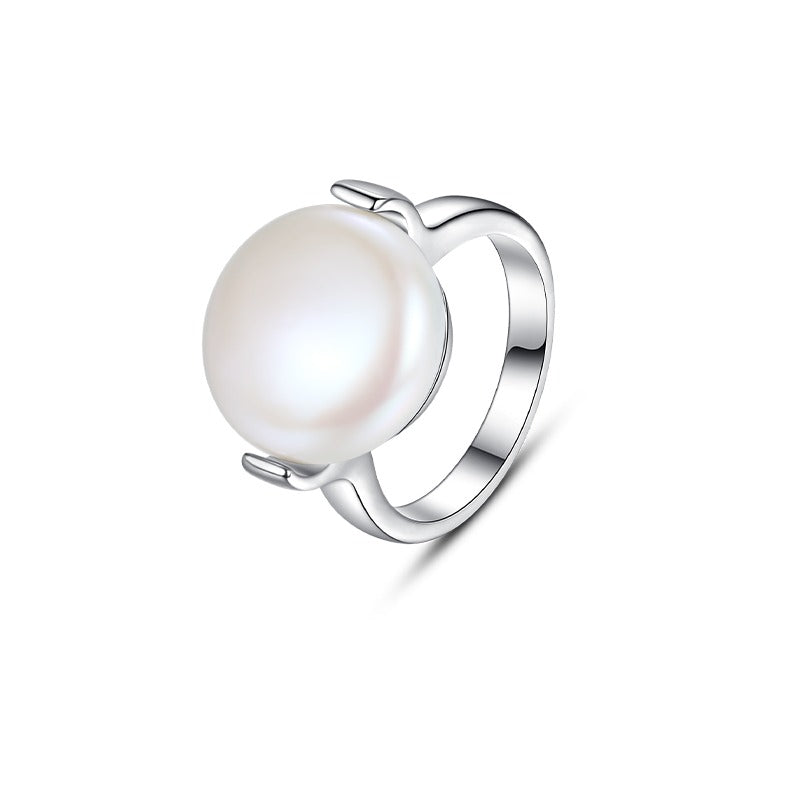 Piatta 925 Silver Flat Pearl Ring by Notteluna