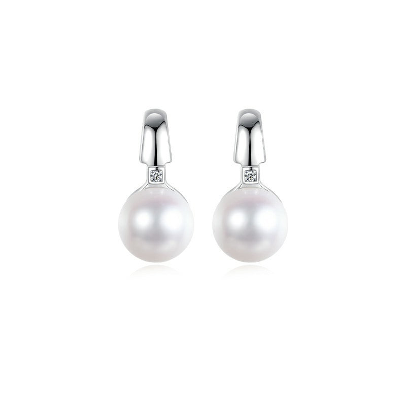Tiny Diamond Pearl Earrings