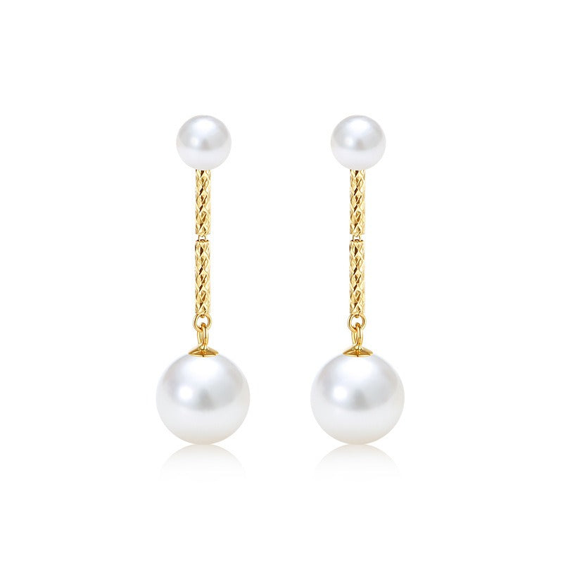 18K Gold Chain Drop Akoya Pearls Earrings