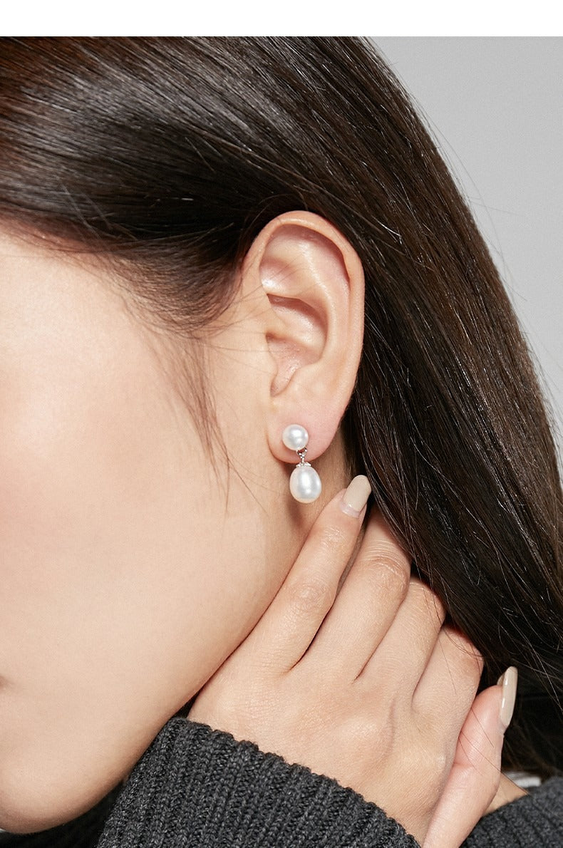 Lacrima 925 Silver  Tear Drop Pearl Earrings by Notteluna