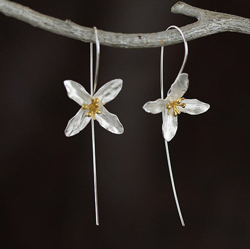 Lily Silver Flower Earrings SALE