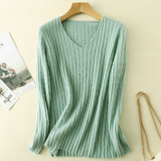 Rib V Neck Sweater  - Mink by Bonolu
