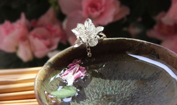 Silver Lotus Flower Ring