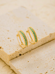 Inlaid Emerald Earrings  by Mozaiku - 14K Gold