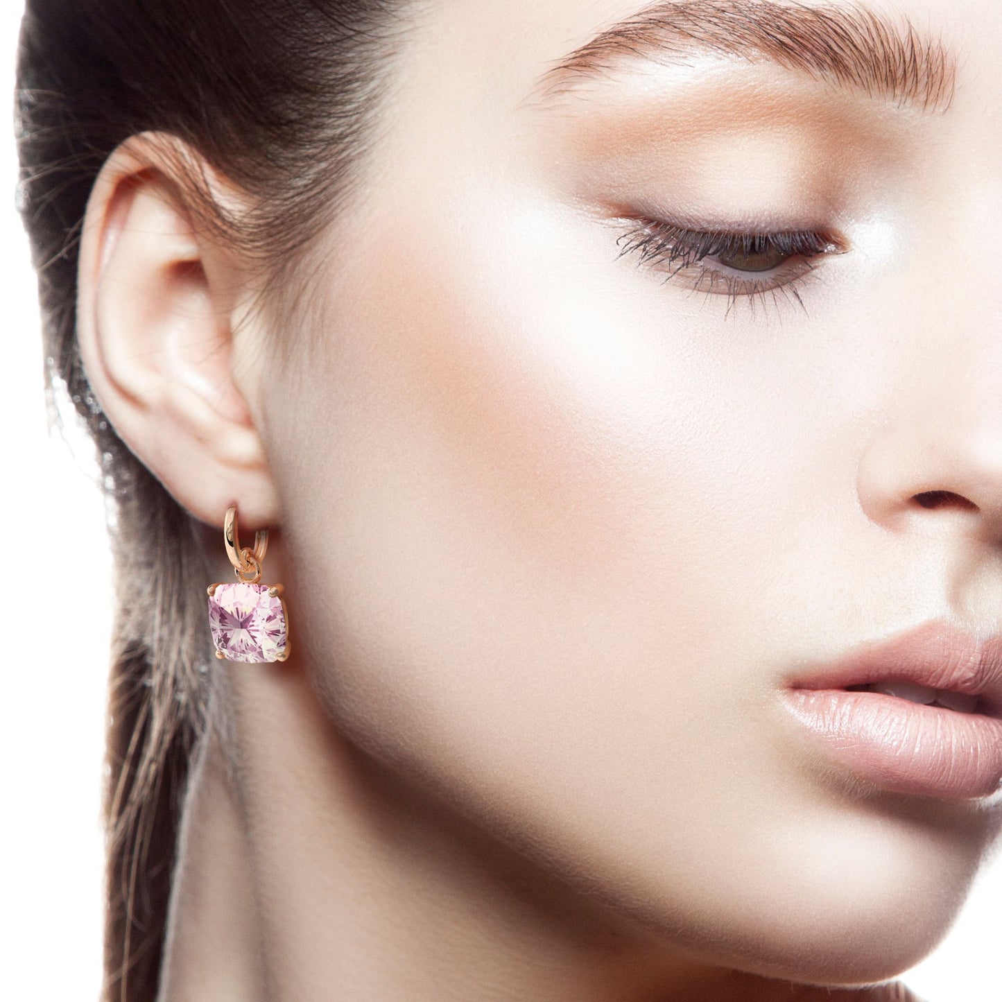 Pink Dimond Buckle  Earrings - Rose Gold