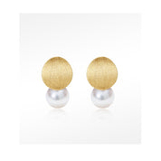 Textured 18K Gold & Akoya Pearl  Earrings