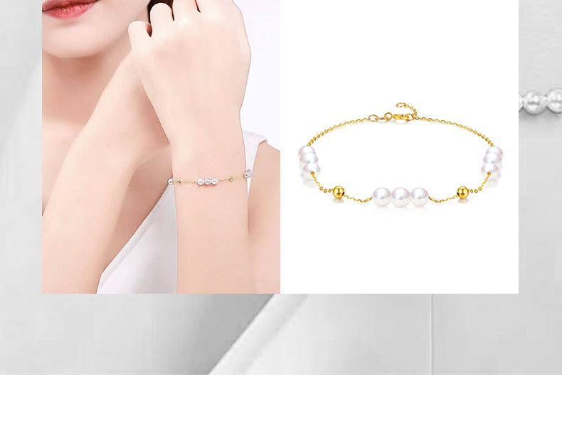 Trio  -   Seawater Pearls and 18K Gold  Chain Bracelet
