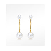 18K Gold Chain Drop Akoya Pearls Earrings
