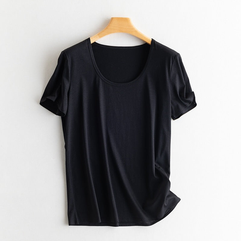 Ultimate Silk  T- Shirt - T-shirt women's loose simple basic model slim fit mercerized cotton short-sleeved 