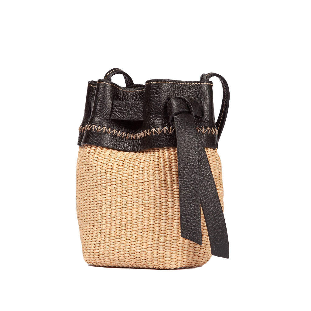 Roberta Gandolfi Ambra Mini Straw-Effect Bucket Bag