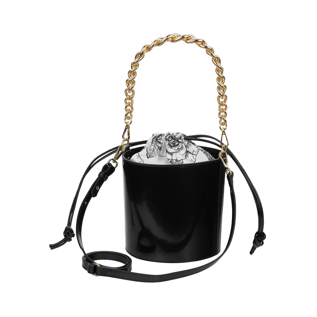 Claudia Firenze Brushed Calfskin Bucket Bag - Detachable Strap, Made in Italy