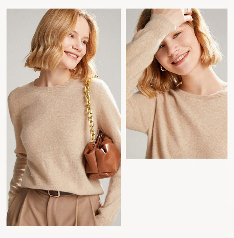 Round Neck Pullover 100% Cashmere By Bonolu