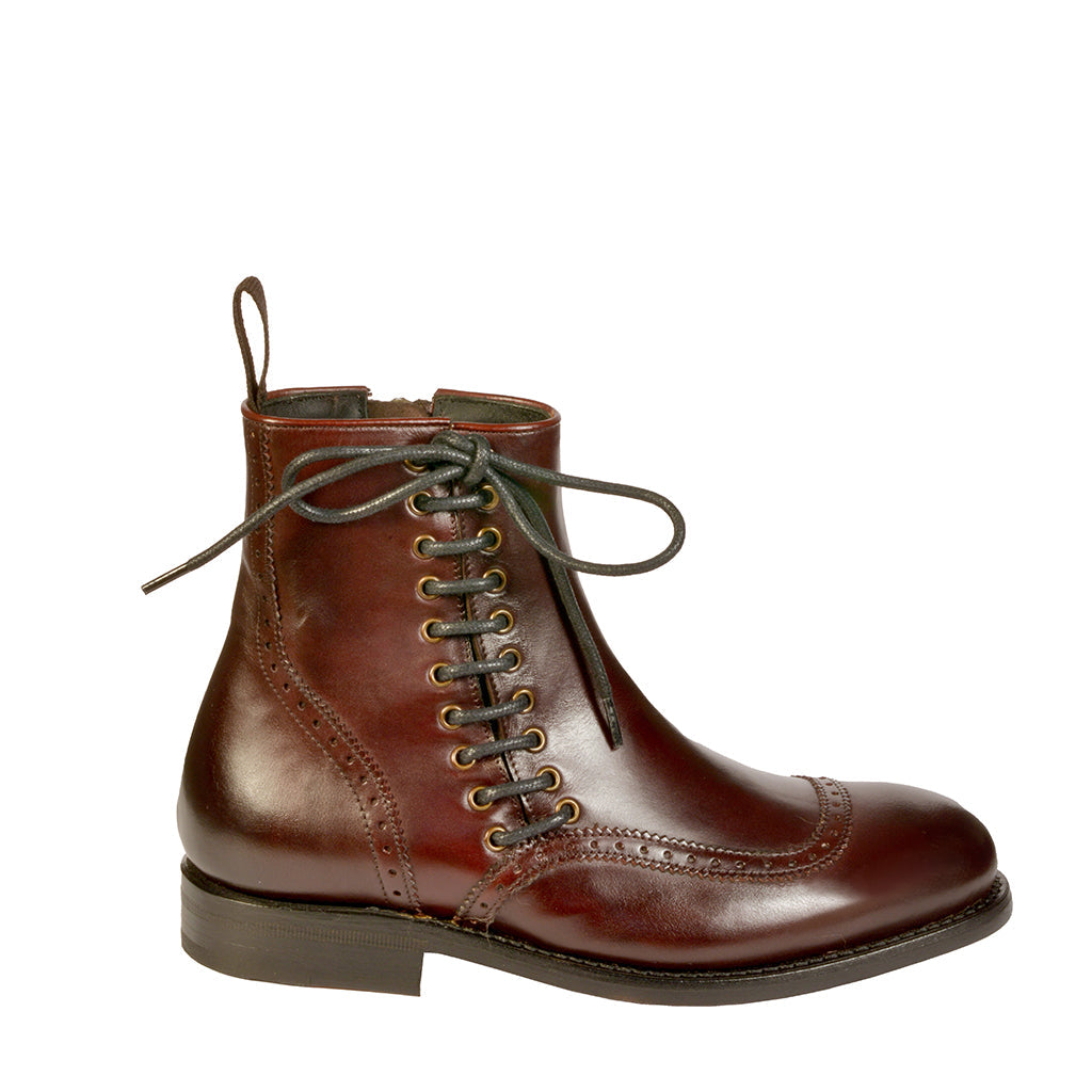 Daniela Side Lace Ankle Boots - Calfskin, 25mm Heel, Goodyear Construction